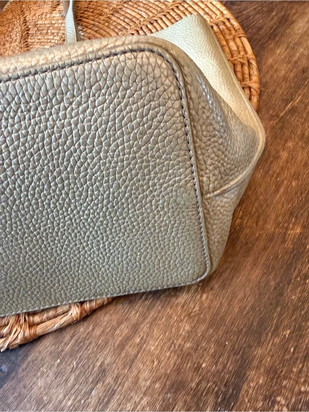 Tory Burch Metallic Champagne Gold Pebbled Leather Large Tote
